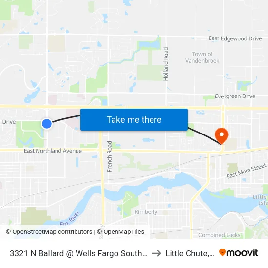 3321 N Ballard @ Wells Fargo South Drive to Little Chute, WI map