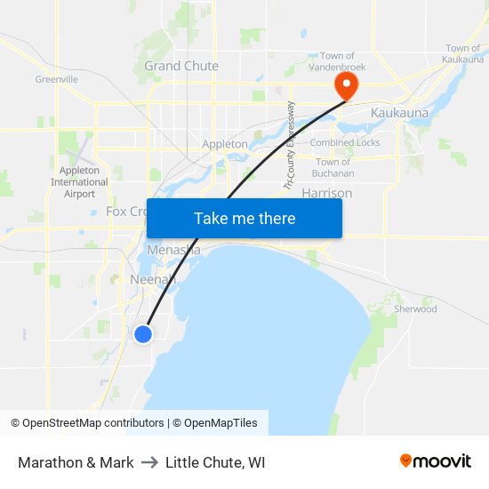 Marathon & Mark to Little Chute, WI map