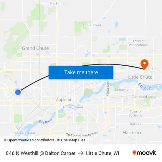 846 N Westhill @ Dalton Carpet to Little Chute, WI map