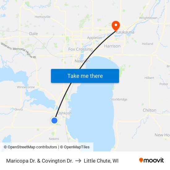 Maricopa Dr. & Covington Dr. to Little Chute, WI map