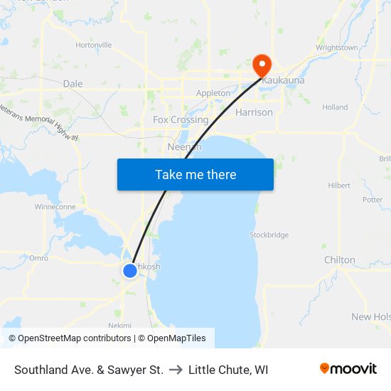 Southland Ave. & Sawyer St. to Little Chute, WI map