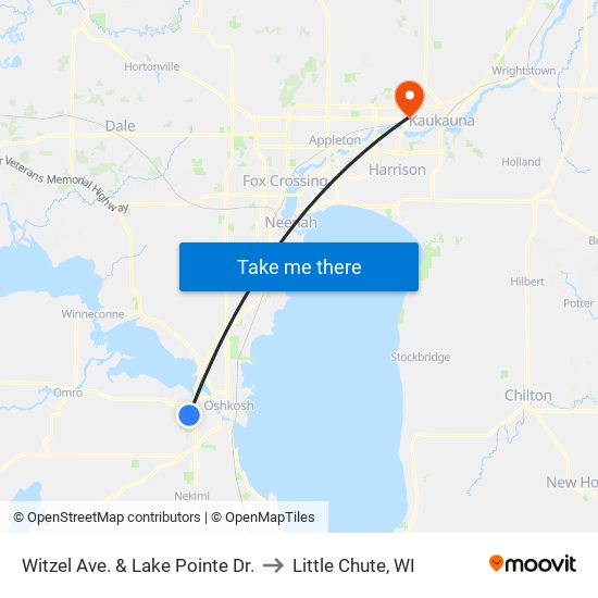 Witzel Ave. & Lake Pointe Dr. to Little Chute, WI map