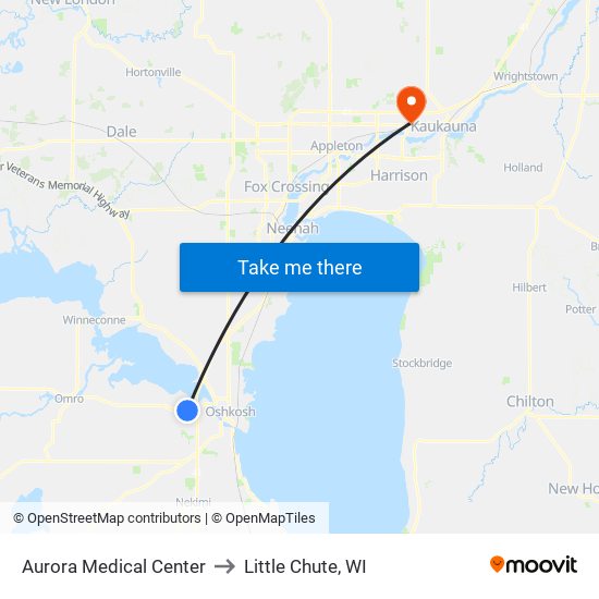 Aurora Medical Center to Little Chute, WI map