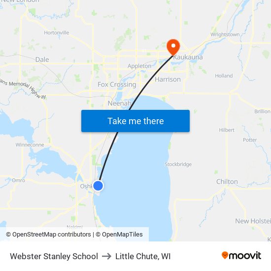 Webster Stanley School to Little Chute, WI map