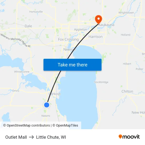 Outlet Mall to Little Chute, WI map