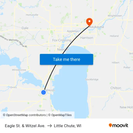 Eagle St. & Witzel Ave. to Little Chute, WI map
