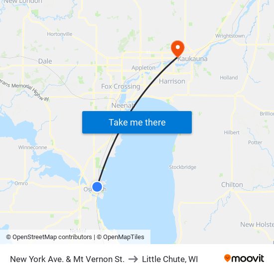 New York Ave. & Mt Vernon St. to Little Chute, WI map