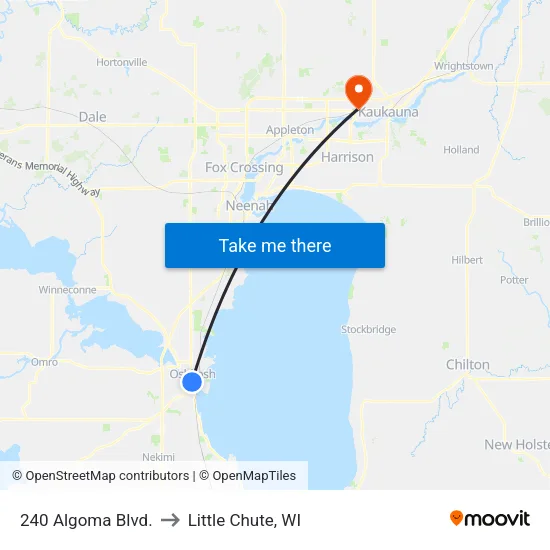 240 Algoma Blvd. to Little Chute, WI map