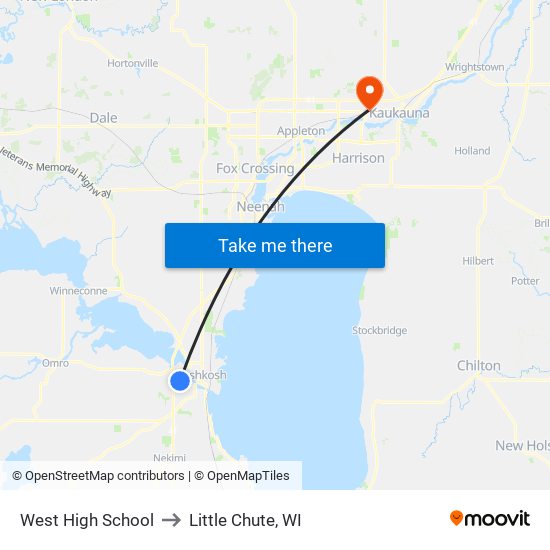 West High School to Little Chute, WI map