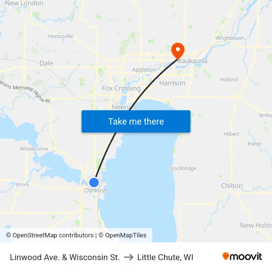 Linwood Ave. & Wisconsin St. to Little Chute, WI map