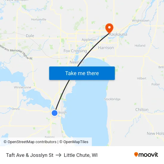 Taft Ave & Josslyn St to Little Chute, WI map