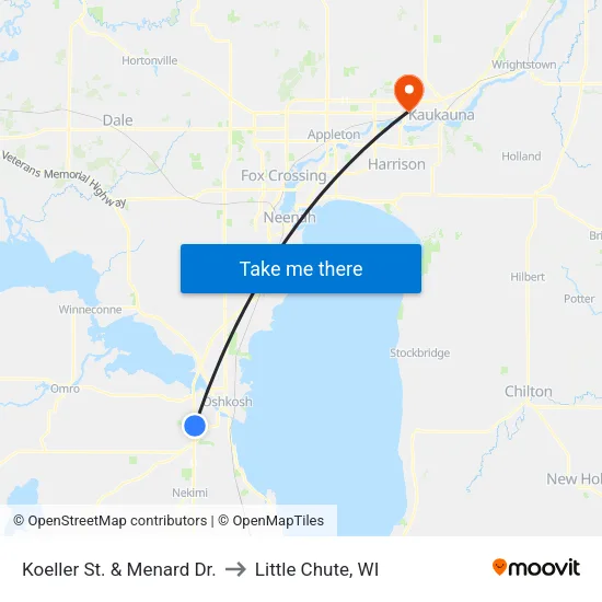 Koeller St. & Menard Dr. to Little Chute, WI map