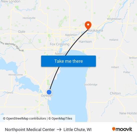 Northpoint Medical Center to Little Chute, WI map