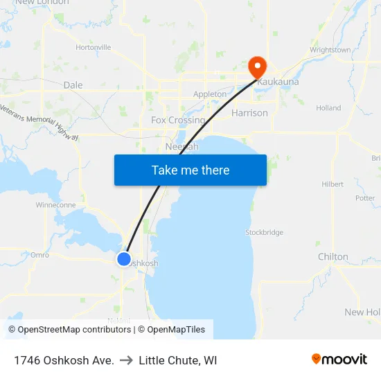 1746 Oshkosh Ave. to Little Chute, WI map