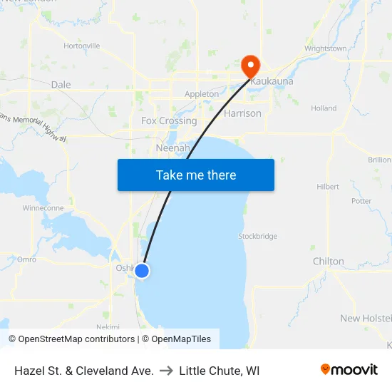 Hazel St. & Cleveland Ave. to Little Chute, WI map