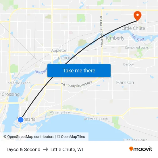 Tayco & Second to Little Chute, WI map