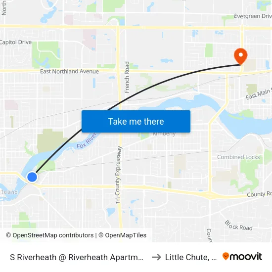 S Riverheath @ Riverheath Apartments to Little Chute, WI map
