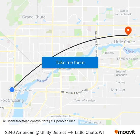 2340 American @ Utility District to Little Chute, WI map