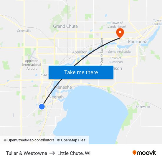 Tullar & Westowne to Little Chute, WI map