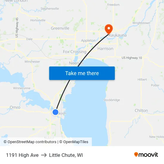 1191 High Ave to Little Chute, WI map