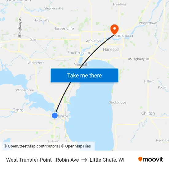 West Transfer Point - Robin Ave to Little Chute, WI map