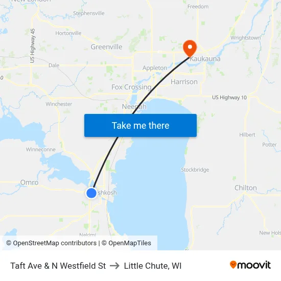 Taft Ave  &  N Westfield St to Little Chute, WI map