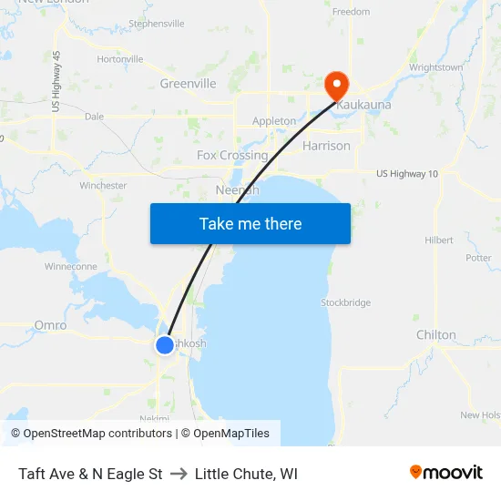 Taft Ave & N Eagle St to Little Chute, WI map