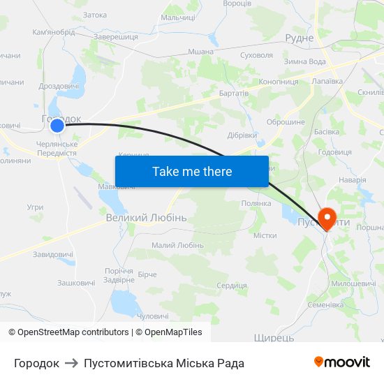 Городок to Пустомитівська Міська Рада map