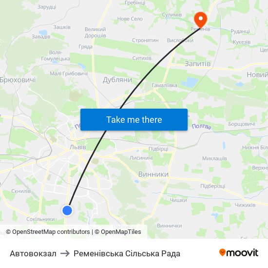 Автовокзал to Ременівська Сільська Рада map