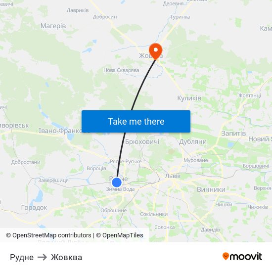 Рудне to Жовква map