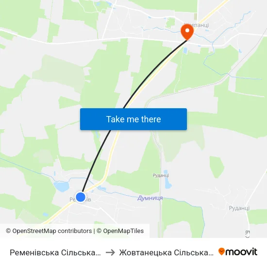 Ременівська Сільська Рада to Жовтанецька Сільська Рада map