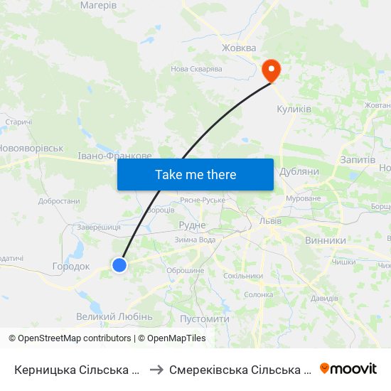 Керницька Сільська Рада to Смереківська Сільська Рада map