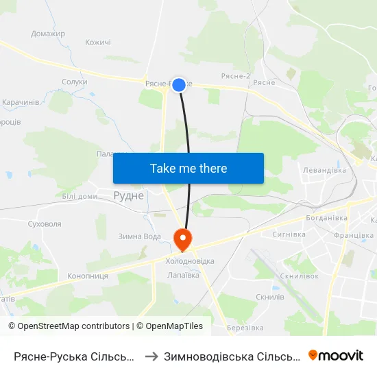 Рясне-Руська Сільська Рада to Зимноводівська Сільська Рада map