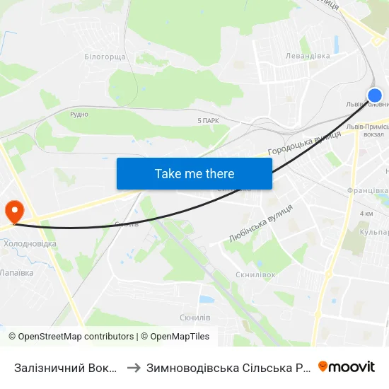 Залізничний Вокзал to Зимноводівська Сільська Рада map
