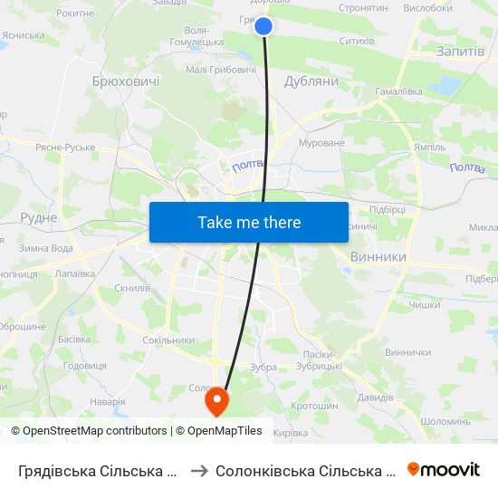 Грядівська Сільська Рада to Солонківська Сільська Рада map