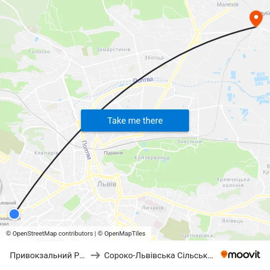 Привокзальний Ринок to Сороко-Львівська Сільська Рада map