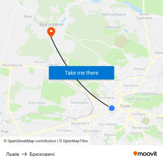 Львів to Брюховичі map