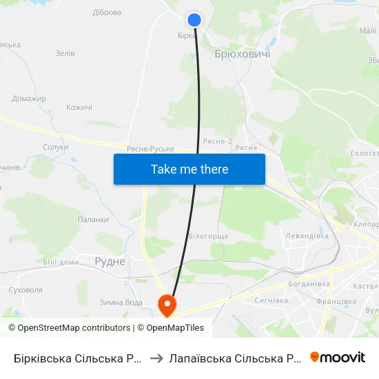 Бірківська Сільська Рада to Лапаївська Сільська Рада map