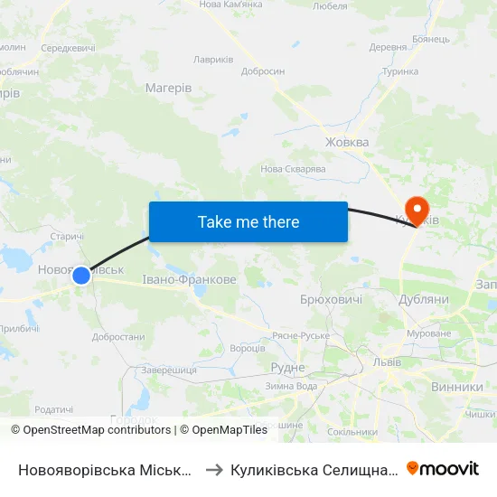 Новояворівська Міська Рада to Куликівська Селищна Рада map