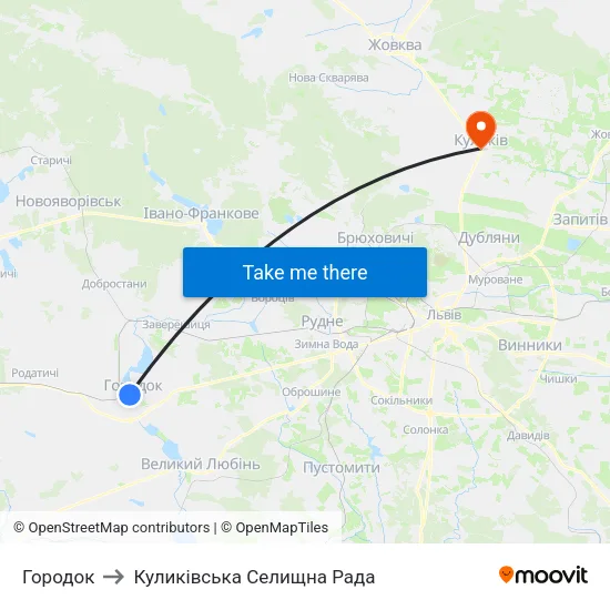 Городок to Куликівська Селищна Рада map