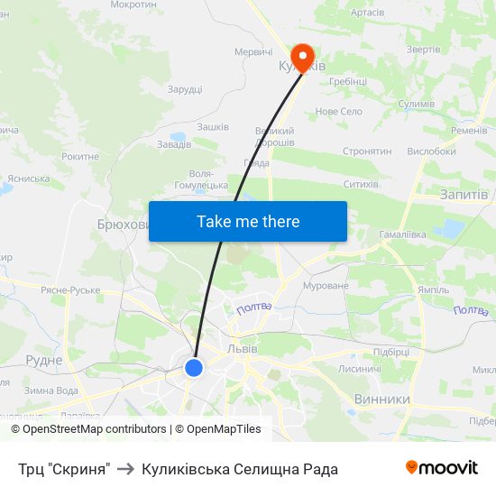 Трц "Скриня" to Куликівська Селищна Рада map