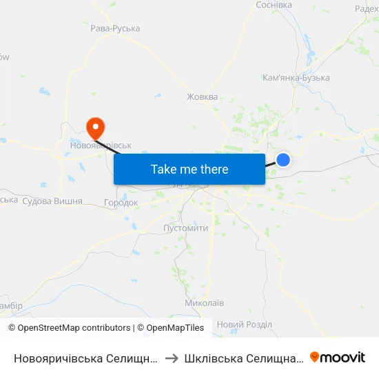 Новояричівська Селищна Рада to Шклівська Селищна Рада map