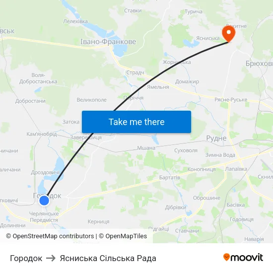 Городок to Ясниська Сільська Рада map