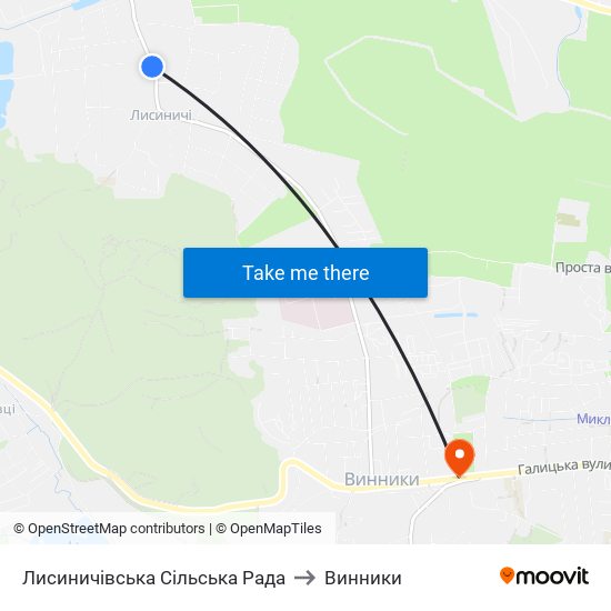 Лисиничівська Сільська Рада to Винники map