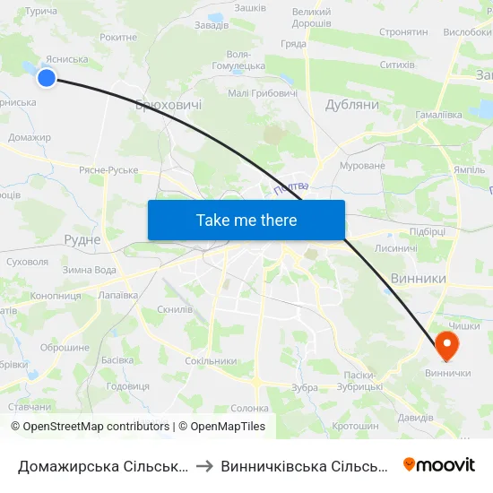 Домажирська Сільська Рада to Винничківська Сільська Рада map