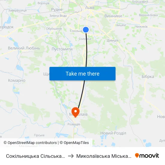 Сокільницька Сільська Рада to Миколаївська Міська Рада map