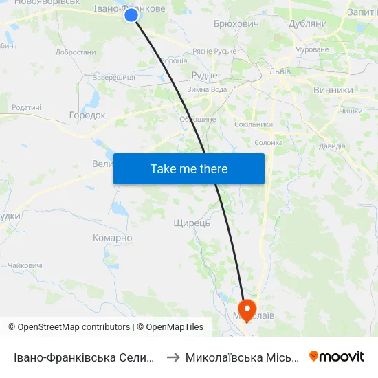 Івано-Франківська Селищна Рада to Миколаївська Міська Рада map