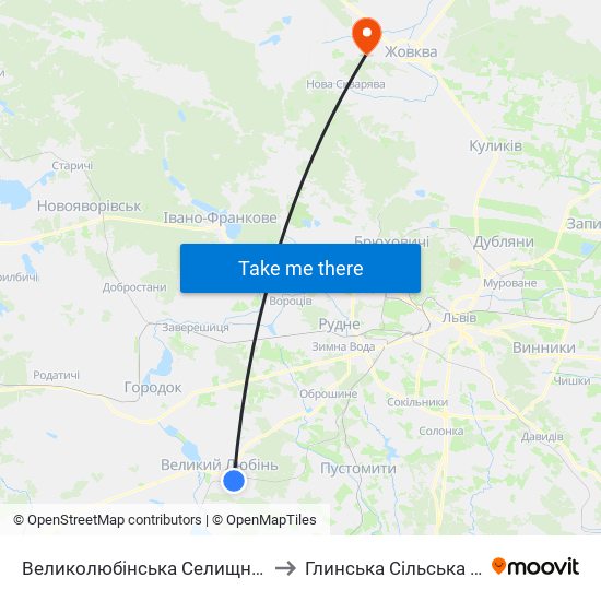 Великолюбінська Селищна Рада to Глинська Сільська Рада map