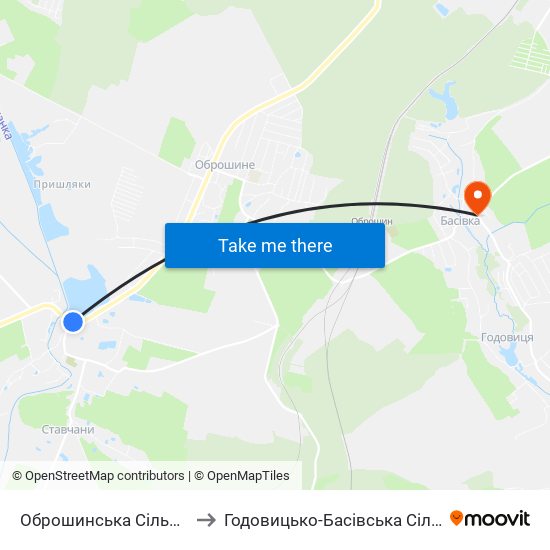 Оброшинська Сільська Рада to Годовицько-Басівська Сільська Рада map