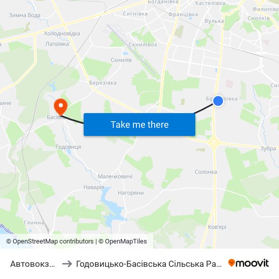 Автовокзал to Годовицько-Басівська Сільська Рада map